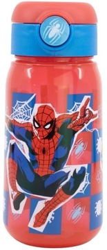 Plastikowa butelka do picia ze słomką i pokrywką Spiderman