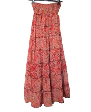 SPÓDNICA SUKIENKA Indyjska BOHO falbany (020) jedwab SILK INDIA ONE SIZE