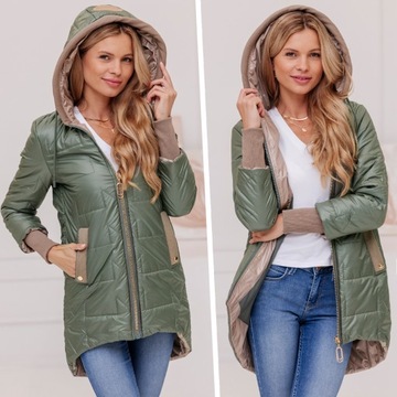 КУРТКА ПЕРЕХОДНАЯ ОСЕННЯЯ ЖЕНСКАЯ АСИММЕТРИЧНАЯ С КАПЮШОНОМ, ДЛИННАЯ, ЛЕГКАЯ XXL