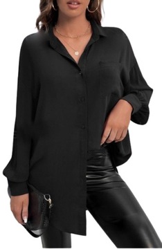 Elegancka gładka KOSZULA DAMSKA stylowa modna oversize guziki