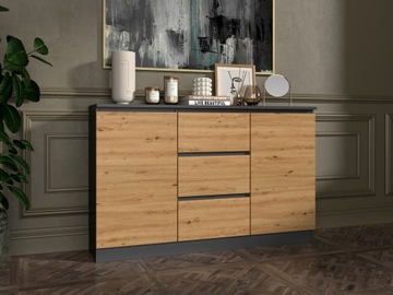 Комод 2D3S 120СМ С ЯЩИКАМИ АНТРАЦИТ ДУБ АРТИЗАН