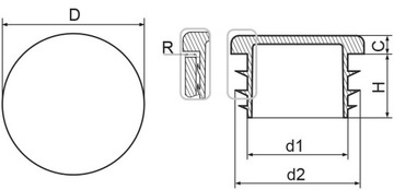 Zaślepka zaślepki okrągła do rury 14mm - 100sztuk