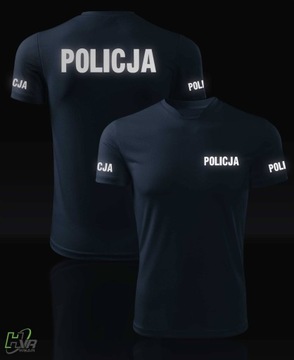 Koszulka T-shirt oddychająca - odblaskowa POLICJA