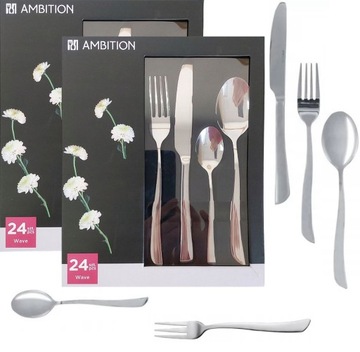 AMBITION 60 SZTUĆCE WAVE MODERN KPL ZESTAW 12 OSÓB