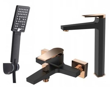 BATERIA WANNOWA UMYWALKOWA WYSOKA CZARNA GOLD KPL