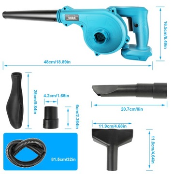 БЕСПРОВОДНАЯ АККУМУЛЯТОРНАЯ ВОЗДУХОДУВКА ДЛЯ САДОВЫХ ЛИСТ 2В1 42В 1200МАЧ+2AKU