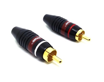 Wtyk 2x RCA CHINCH NA KABEL HQ POZŁACANE TYP8