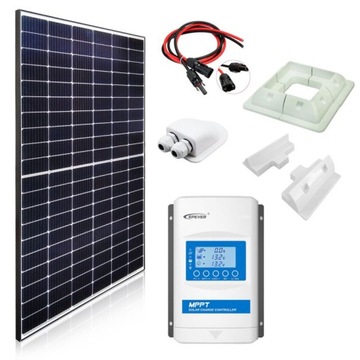 Zestaw solarny na kampera przyczepę kempingową duży panel słoneczny 405 W