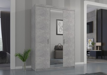 Szafa Elena3D 133 lustro półki drązek jasny beton