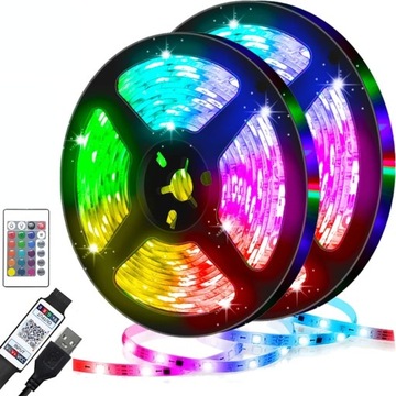 TAŚMA LED RGB 5050 USB PODŚWIETLENIE + PILOT 5V