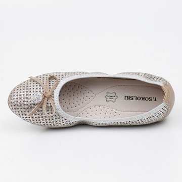 SOKOLSKI W24-276 БЕЖЕВЫЕ БАЛЕРИНЫ, КОЖА, 39 год.