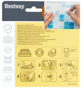Пластыри для бассейна Прочные самоклеящиеся накладки для бассейна BESTWAY Набор из 20 штук