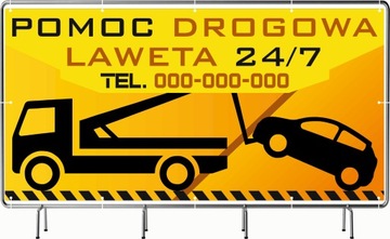 BANER REKLAMOWY 130x80cm projekt gratis różne wzory POMOC DROGOWA LAWETA