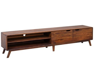 SZAFKA RTV Drewniana 220 cm Brąz Drzwiczki Wysoka RETRO Palisander MALMO