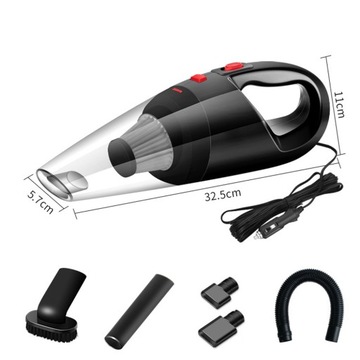 АВТОМОБИЛЬНЫЙ ПЫЛЕСОС С ФОНАРЕМ HEPA ФИЛЬТР 12В 120ВТ + СУМКА И НАСАДКИ