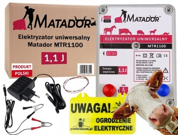 PASTUCH ELEKTRYZATOR UNIWERSALNY 12V/230 ZASILACZ krowy duże psy kozy 1,1 J