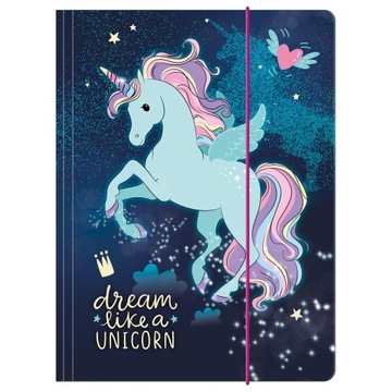 TECZKA SZKOLNA Z GUMKĄ A4 UNICORN JEDNOROŻEC
