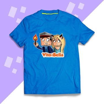 T-SHIRT NIEBIESKI - VITO i BELLA Z POCHODNIĄ 132