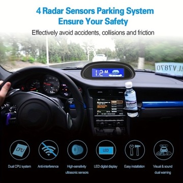 Светодиодный парковочный радар Auto Parktronic с 4 датчиками парковки