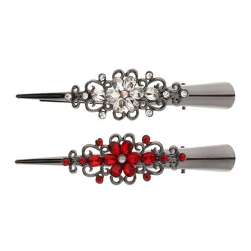 2pcs Duckbill Women Metal Hair Clips Crystal Hair