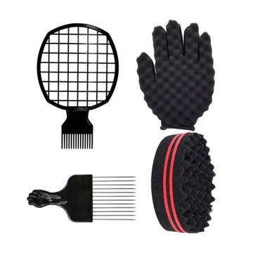 Twist Hair Brush Sponge Curl Fork Grzebień Gąbki