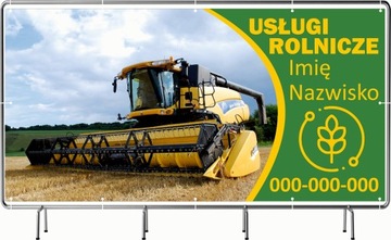 BANER REKLAMOWY 200x100cm projekt gratis USŁUGI ROLNICZE TWÓJ NUMER I IMIĘ