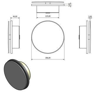 ВЫТЯЖНОЙ диффузор, решетка 125 мм, РАМА, регулируемый