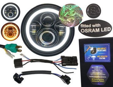 lampa LED DRL chipy OSRAM 7 cali reflektor czarny