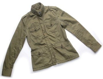ABERCROMBIE&FITCH ZIELONA JEANSOWA KURTKA KATANA KIESZENIE WOJSKOWA