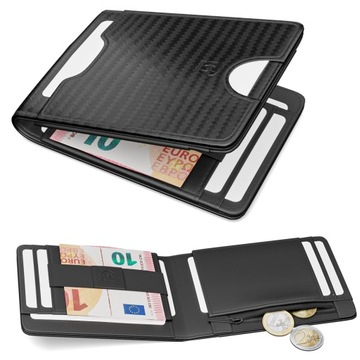 James Hawk Smart Wallet Skórzany portfel męski Slim 1,5 cm Czarny Elegancki