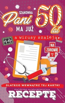Kartka na 50 urodziny zabawna z receptą żart JCX50
