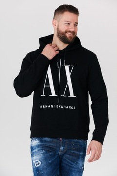 ARMANI EXCHANGE Czarna bluza z kapturem i logo XL