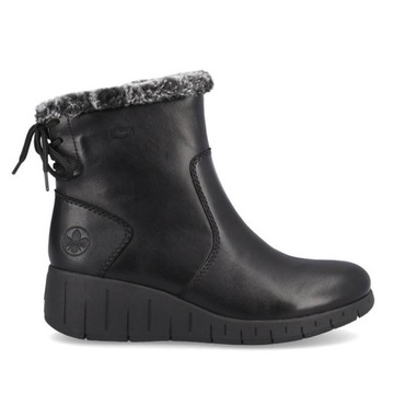 Rieker Y1350-00 черные утепленные ботинки на танкетке