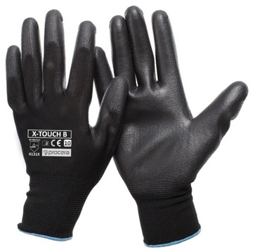 X-TOUCH RĘKAWICE OCHRONNE POWLEKANE PU BLACK (24 pary) r.9