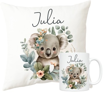 ZESTAW PREZENTOWY PODUSZKA + KUBEK KOALA + IMIĘ