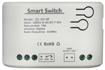 Przekaźnik beznapięciowy Brama Piec Zigbee NC NO