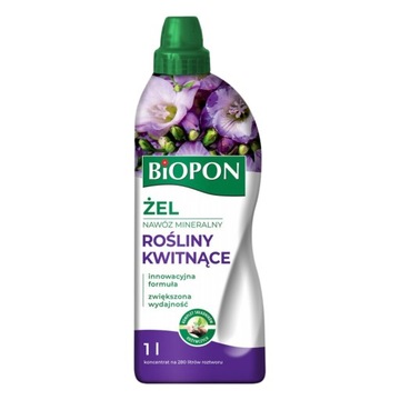 BIOPON NAWÓZ W ŻELU MINERALNY DO ROŚLIN KWITNĄCYCH 1 L STYMULUJĄCY PĄKI
