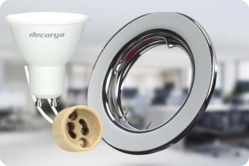 ПОТОЛОЧНЫЙ МЕТАЛЛИЧЕСКИЙ ДЕРЖАТЕЛЬ ДЛЯ СВЕТОДИОДНОГО ГАЛОГЕННОГО ЦОКОЛЯ GU10 + СВЕТОДИОДНАЯ ЛАМПА GU10