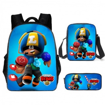 3 szt. Brawl Stars ZESTAW SZKOLNY PLECAK TORBA PIÓRNIK
