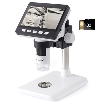MIKROSKOP EKRAN PC MacOS WINDOWS CYFROWY 1000x USB + kartę pamięci 32GB