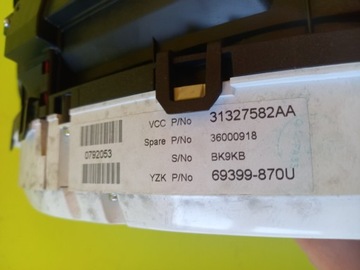 PŘÍSTROJOVÁ DESKA BUDÍKY 1.6 D2 EVROPA 31327582 VOLVO V60 S60 II 11R