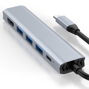 АДАПТЕР-концентратор 5 в 1 USB-C HDMI 4K 3x USB 3.0 АДАПТЕР ДЛЯ MACBOOK M1 PRO AIR