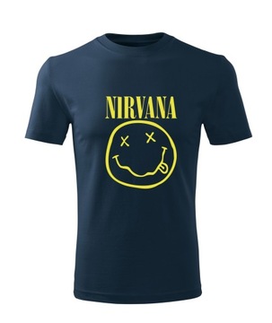 Koszulka T-shirt męska D484 NIRVANA NIRWANA granatowa rozm M