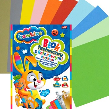 Blok techniczny BAMBINO A4 kolor + złota i srebrna