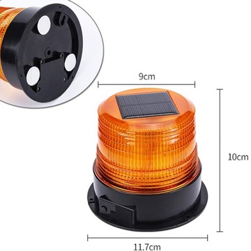SŁONECZNA LAMPA OSTRZEGAWCZA BŁYSKOWA KOGUT MAGNES 12V 24V