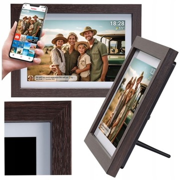 ДЕНВЕР ЦИФРОВАЯ ФОТОРАМКА СЕНСОРНАЯ РАМА ФОТО ВИДЕО ДЕРЕВЯННАЯ РАМА 10,1 ДЮЙМА