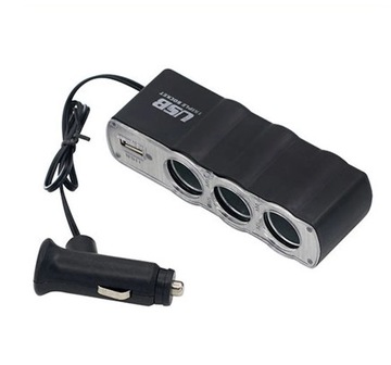 Rozgałęźnik gniazda zapalniczki na 3 x 12V + USB
