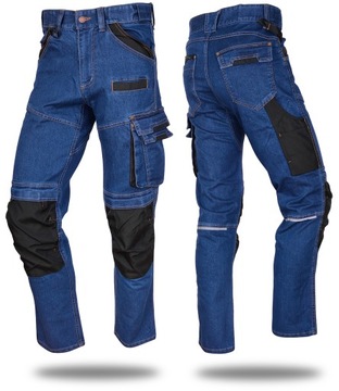 Spodnie robocze JEANS STRETCH Elastyczne slimowane SPODNIE JEANSOWE BHP