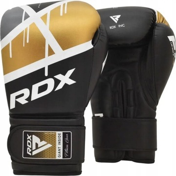 RĘKAWICE BOKSERSKIE SPARINGOWE F7 ZŁOTE BOKS NA WOREK GRUSZKĘ RDX 12 OZ