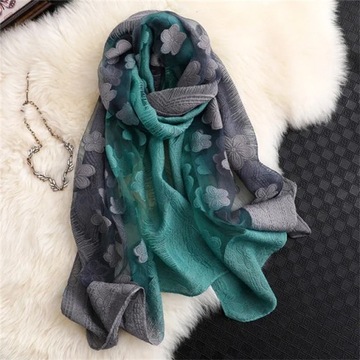 Women Simulation Silk Cut Flower Scarf Scarves